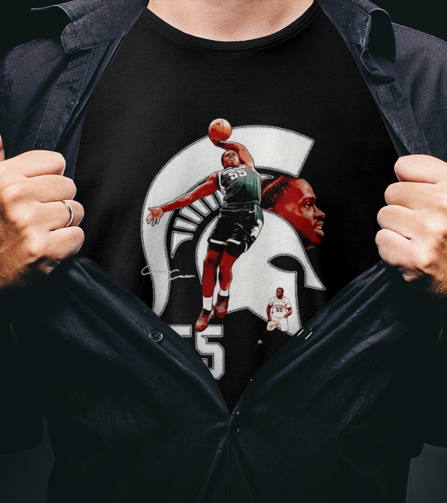 Coen Carr 55 Dunking Michigan State Spartan Basketball Player T-Shirt