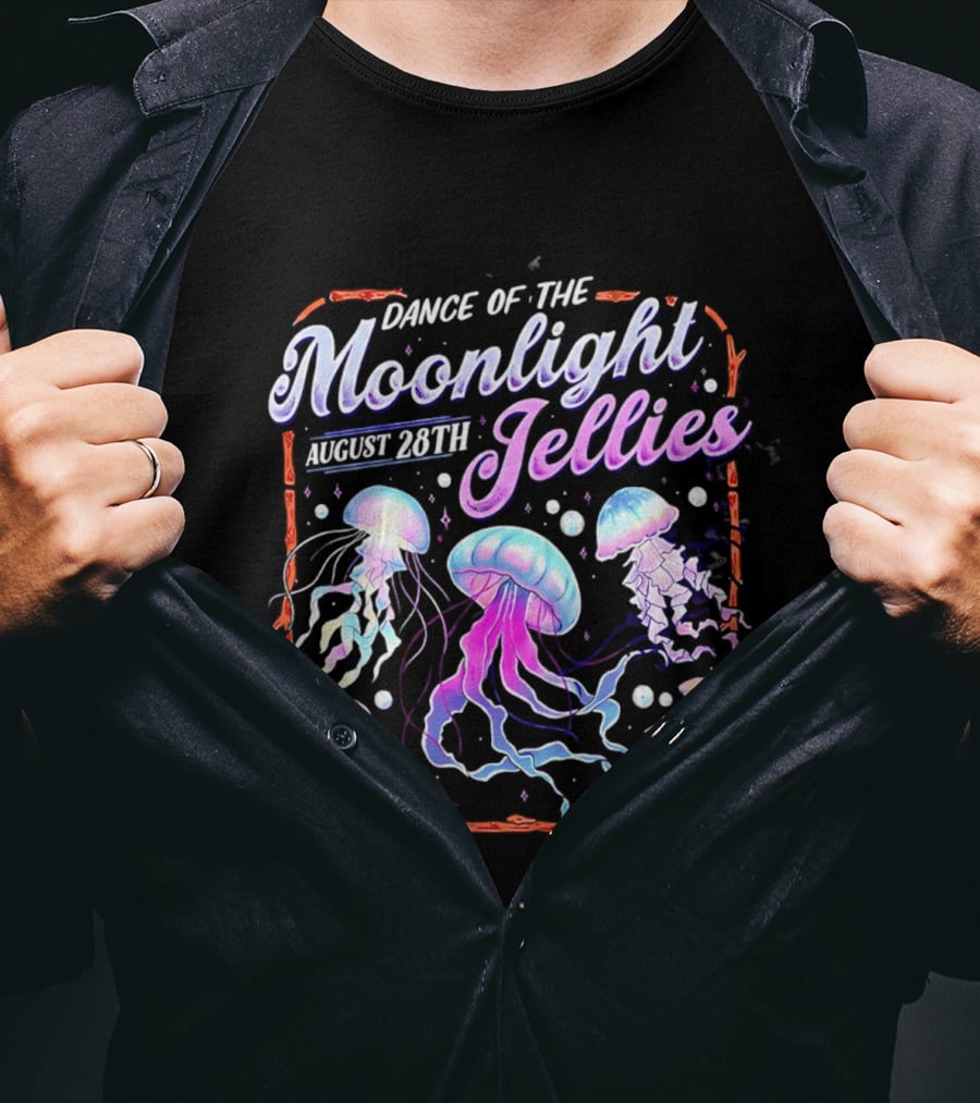 Dance Of The Moonlight Jellies August 28th Event Night Light Ocean Celebration T-Shirt