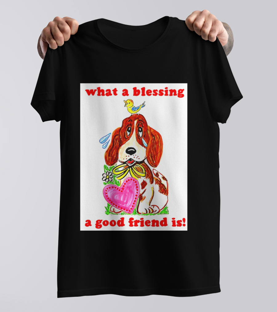What A Blessing A Good Friend Is Dog And Bird Cartoon T-Shirt