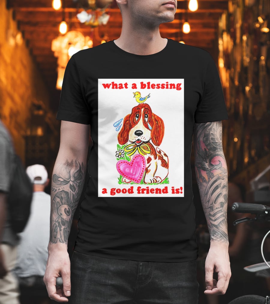 What A Blessing A Good Friend Is Dog And Bird Cartoon T-Shirt