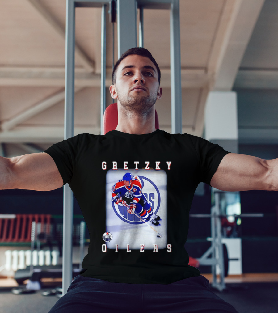 Wayne Gretzky Edmonton Oilers Iconic NHL Legend Action Shot T-Shirt