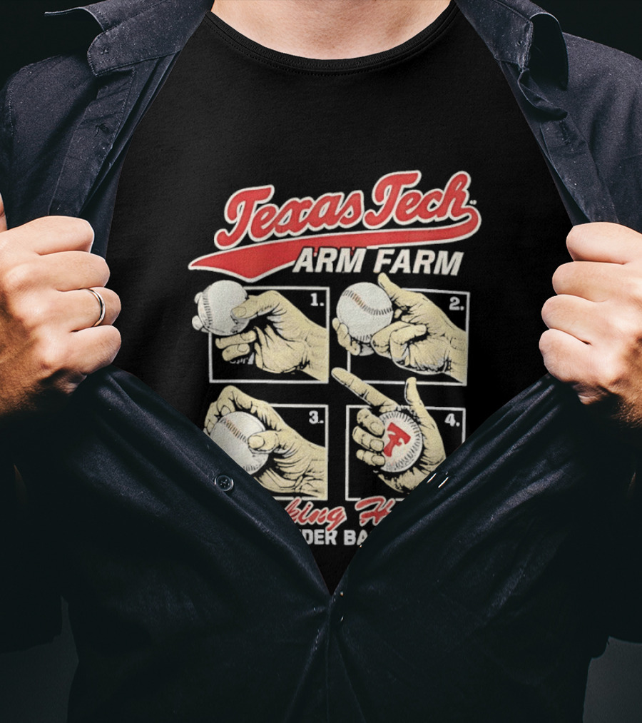 Texas Tech Arm Farm Packing Heat Red Raider Baseball T-Shirt
