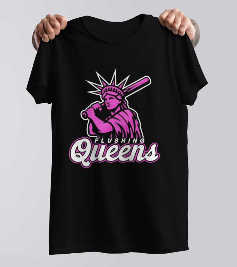 Flushing Queens Statue Of Liberty Baseball Bat Icon Mets T-Shirt