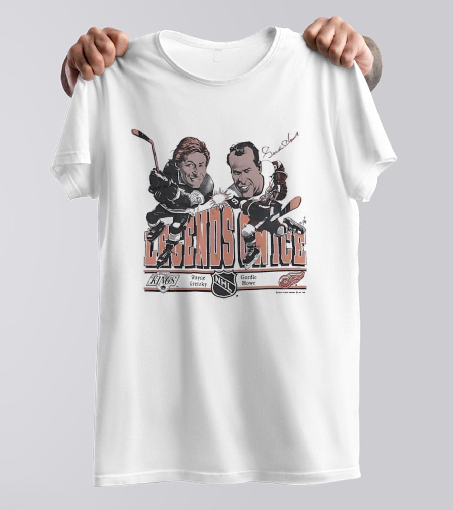 Wayne Gretzky Gordie Howe Legends On Ice Los Angeles Kings Detroit Red Wings NHL T-Shirt
