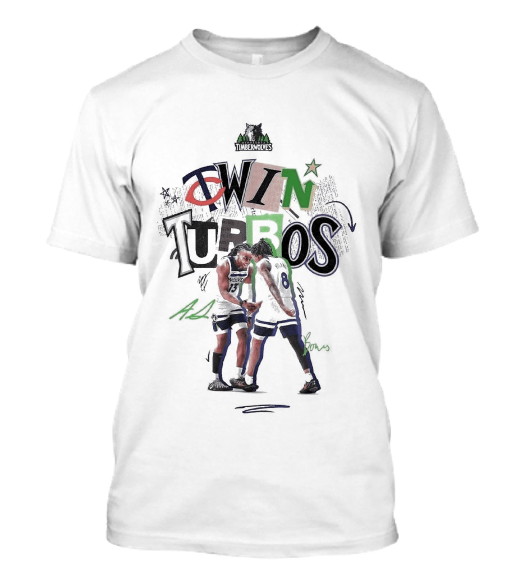 Minnesota Timberwolves Twin Turbos Ayo X Bones NBA Team Collaboration T-Shirt