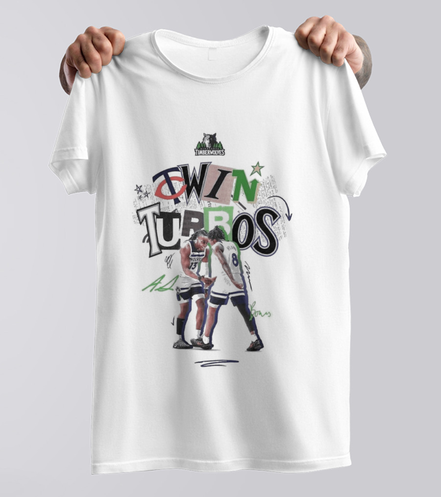 Minnesota Timberwolves Twin Turbos Ayo X Bones NBA Team Collaboration T-Shirt
