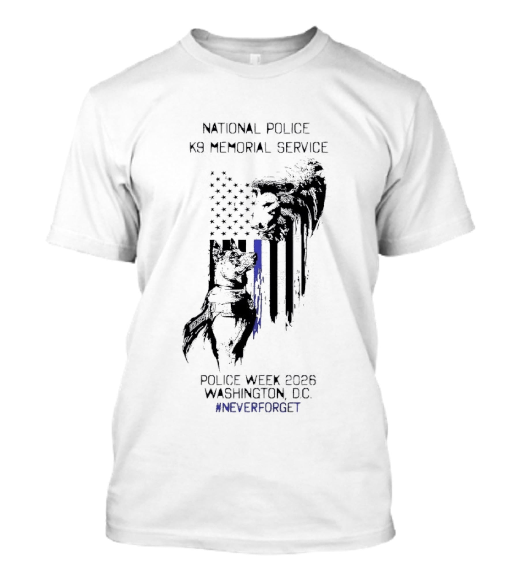 National Police Dog Memorial Service Police Week 2023 Washington DC #NeverForget T-Shirt