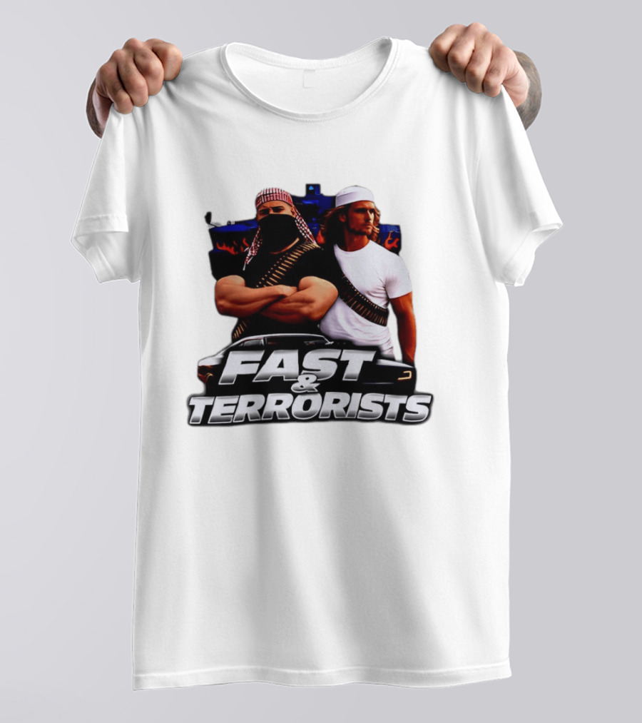 Fast & Terrorists Movie Parody With Muscle Cars And Bandolier T-Shirt