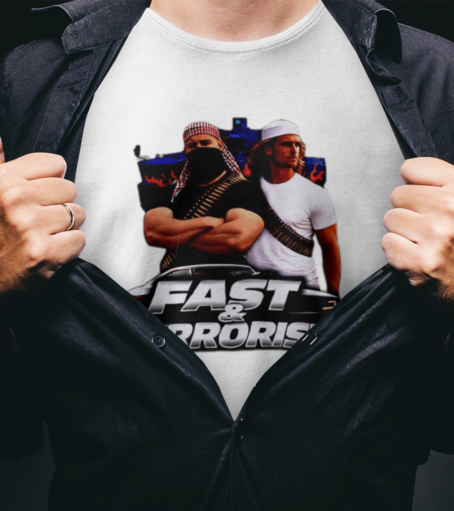 Fast & Terrorists Movie Parody With Muscle Cars And Bandolier T-Shirt