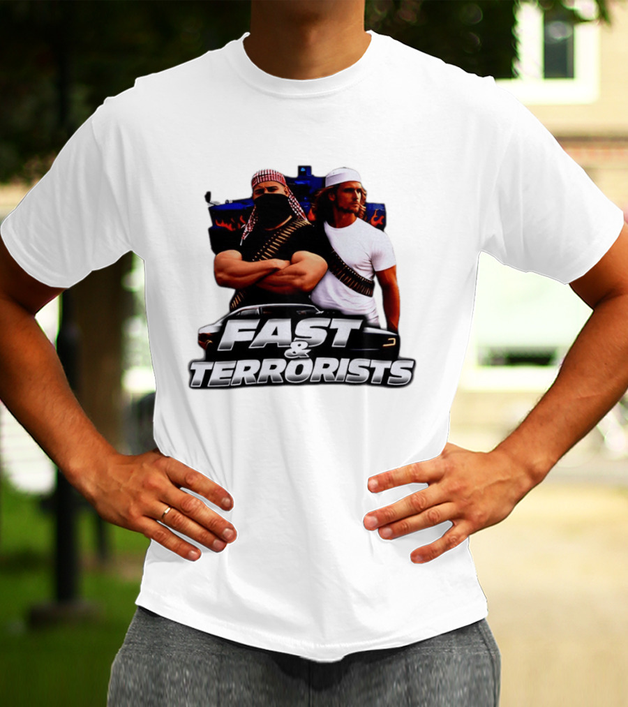 Fast & Terrorists Movie Parody With Muscle Cars And Bandolier T-Shirt