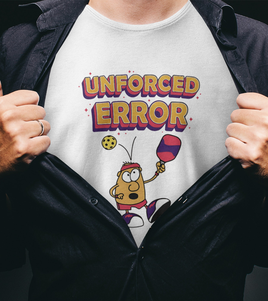 Unforced Error Pickleball Cartoon Paddle Player T-Shirt