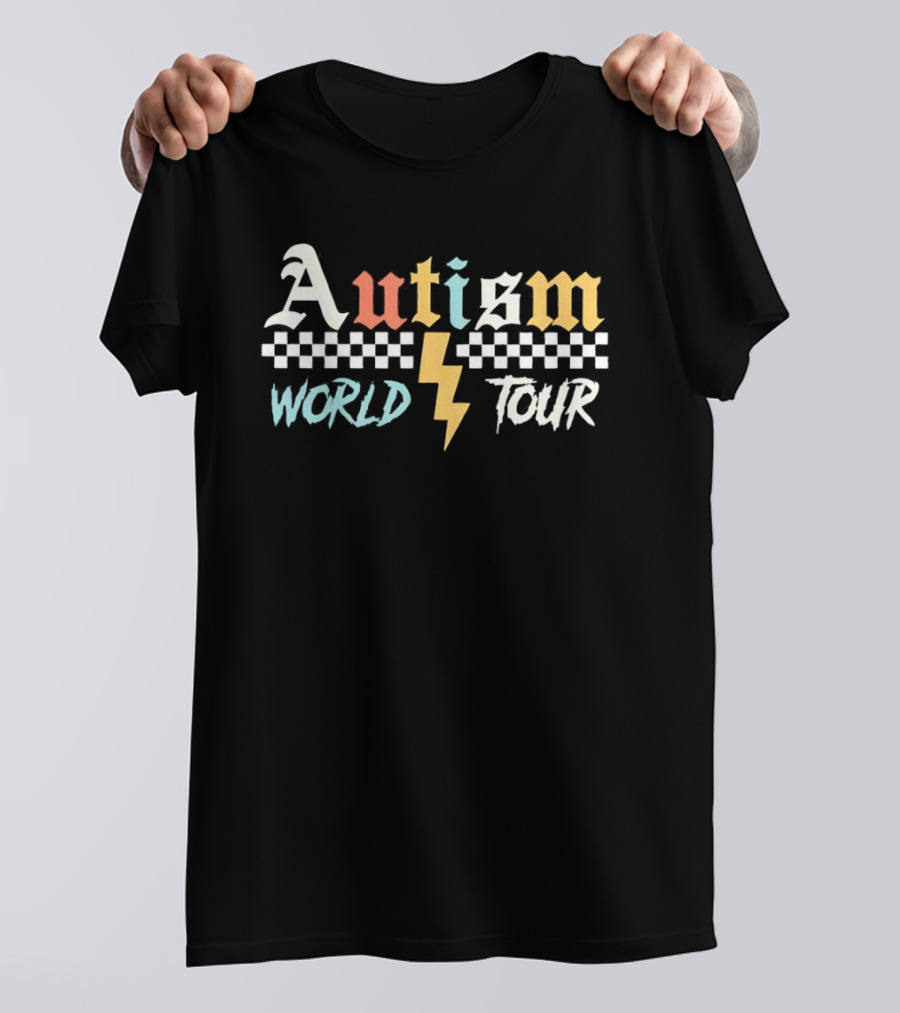 Autism World Tour Checkered Flag Lightning T-Shirt