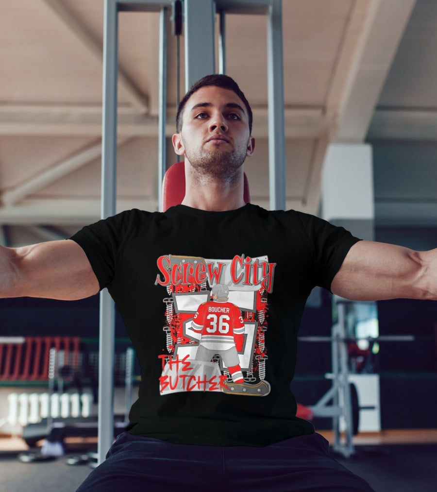 Screw City Boucher 36 The Butcher Rockford IceHogs Hockey T-Shirt