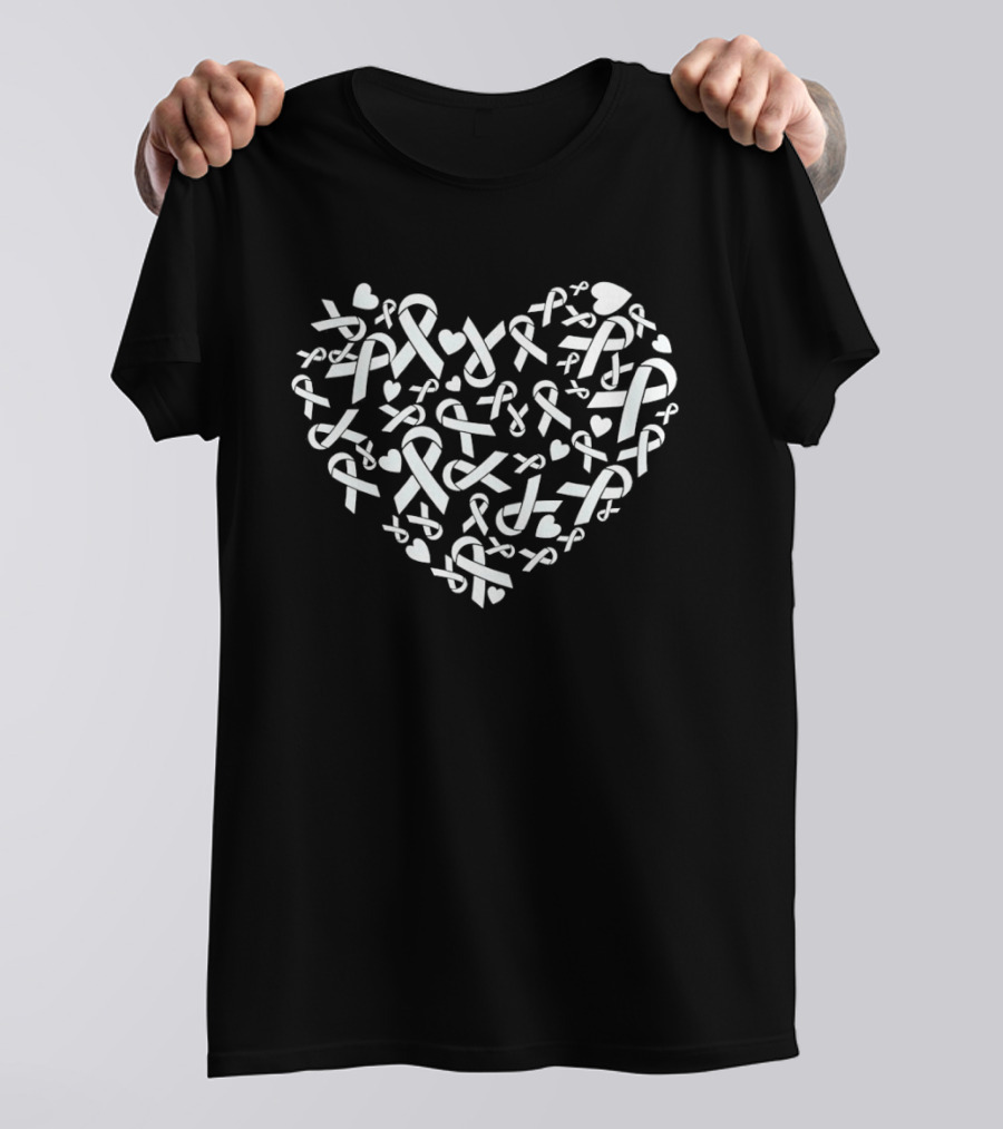Go Grey In May Brain Cancer Awareness Ribbon Heart Shape T-Shirt
