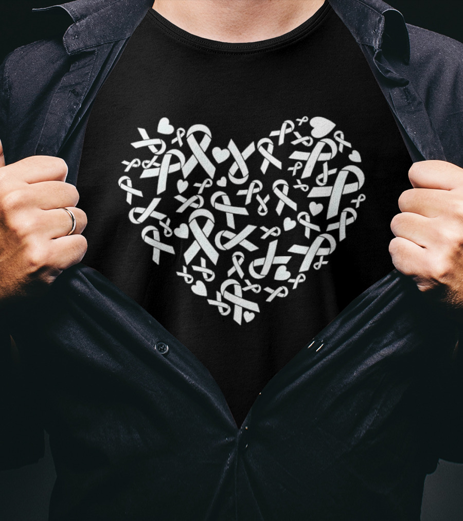 Go Grey In May Brain Cancer Awareness Ribbon Heart Shape T-Shirt