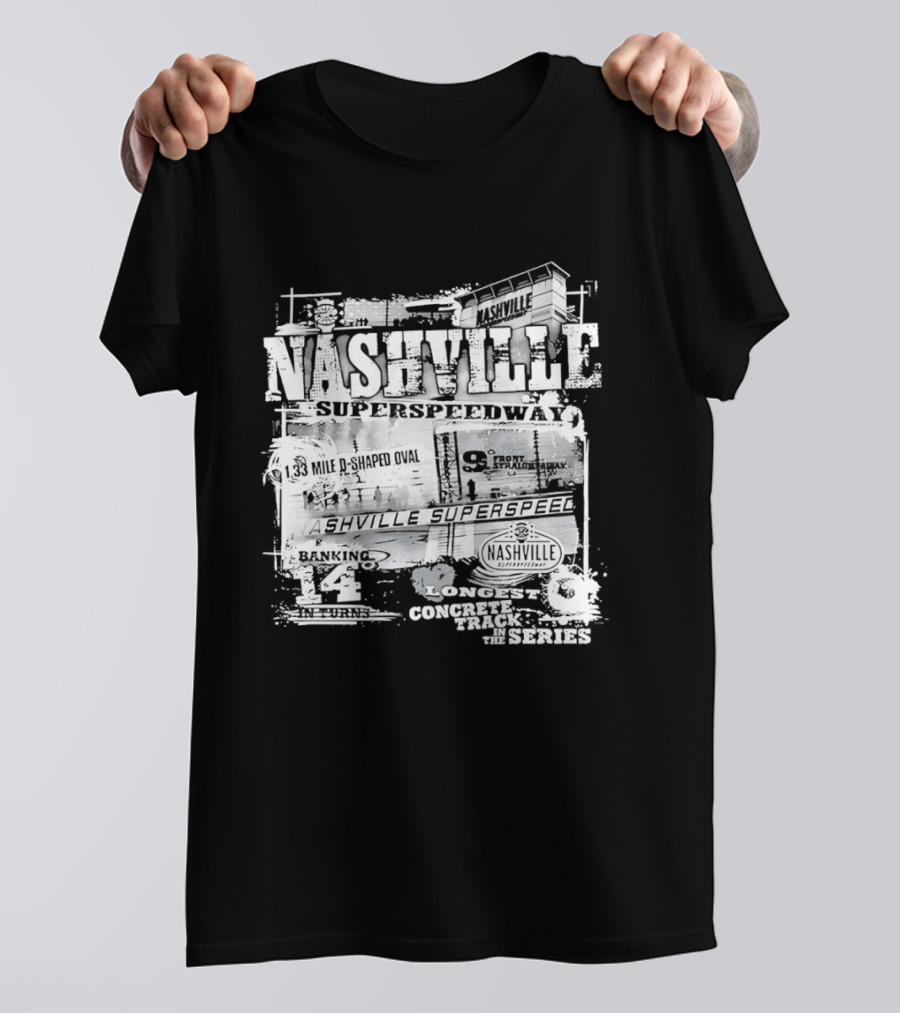 Nashville Superspeedway D Shaped Oval Longest Concrete Track In The Series Racing T-Shirt