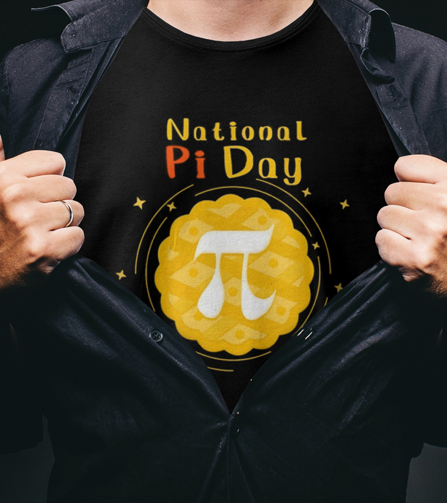 National Pi Day Pie Icon With Stars And Math T-Shirt
