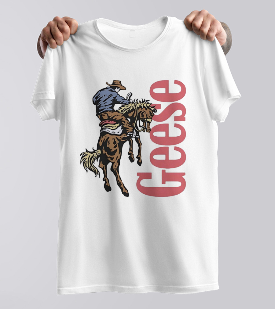 Geese Cowboy Riding Cartoon Adventure T-Shirt