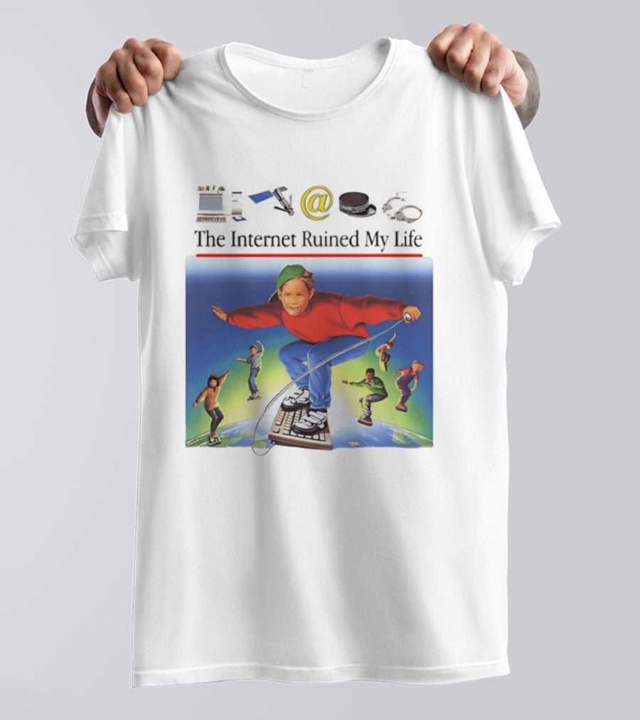 The Internet Ruined My Life 90s Kids On Keyboard Skateboard Adventure T-Shirt