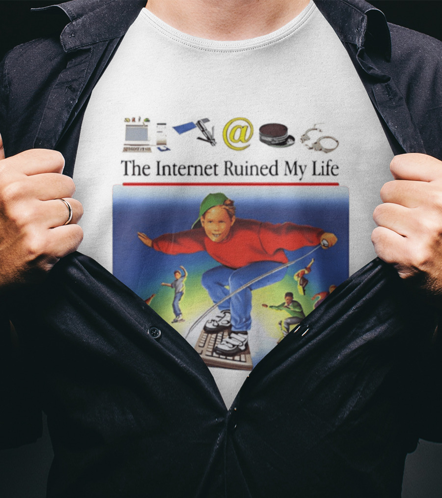 The Internet Ruined My Life 90s Kids On Keyboard Skateboard Adventure T-Shirt