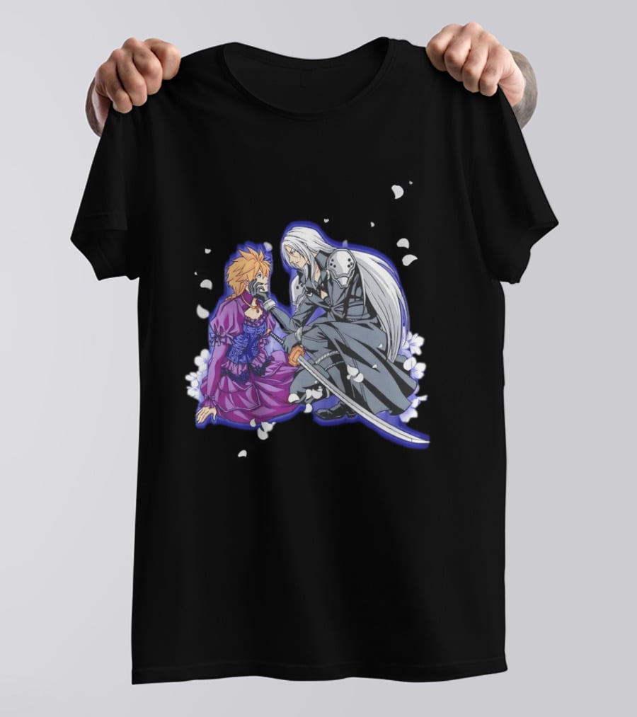 Aerith And Sephiroth Enemy Love Final Fantasy Iconic Characters In Romantic Conflict T-Shirt