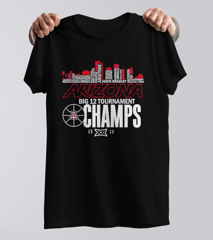 Arizona Wildcats Skyline City Big 12 Tournament Champs 2026 Basketball A T-Shirt