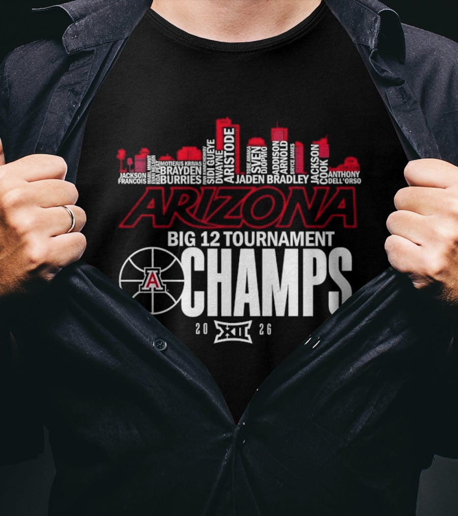 Arizona Wildcats Skyline City Big 12 Tournament Champs 2026 Basketball A T-Shirt