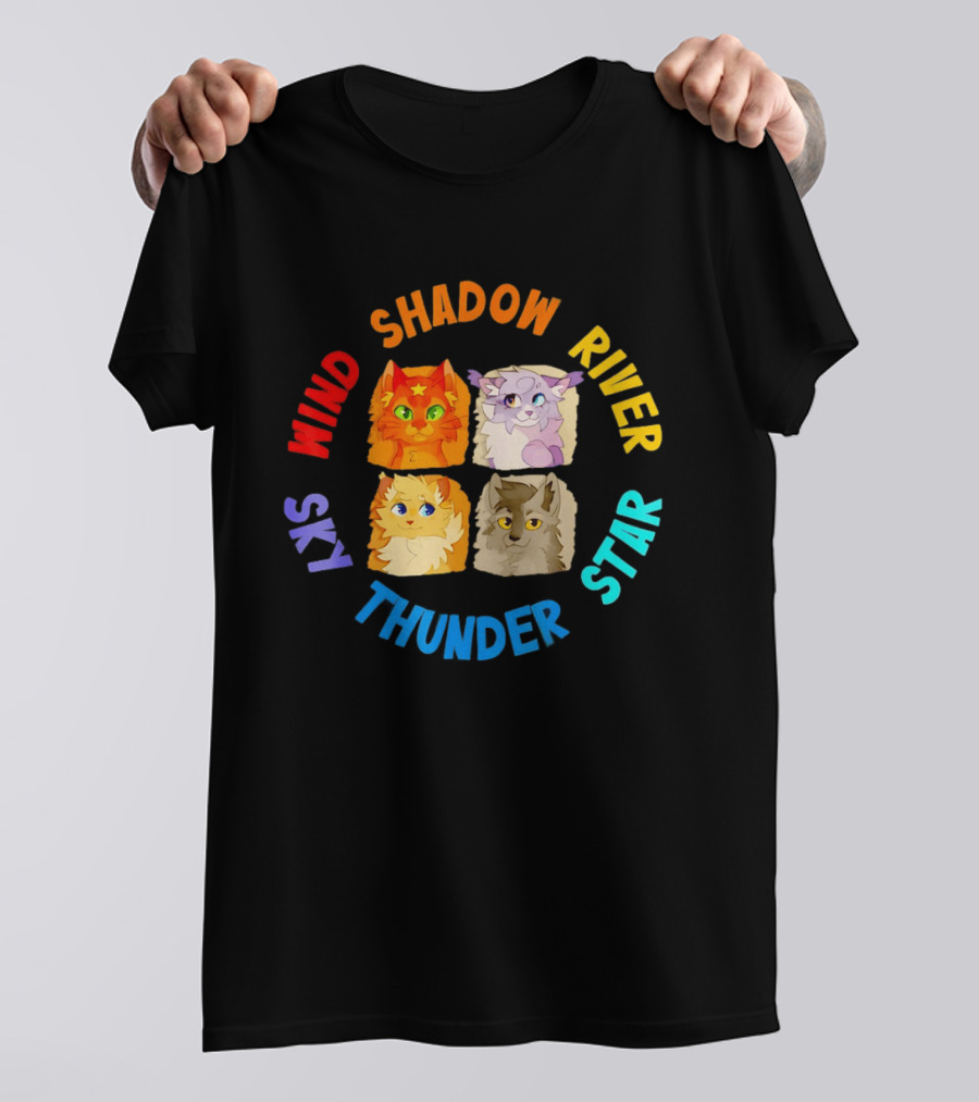 Wind Shadow River Star Thunder Sky Cats T-Shirt