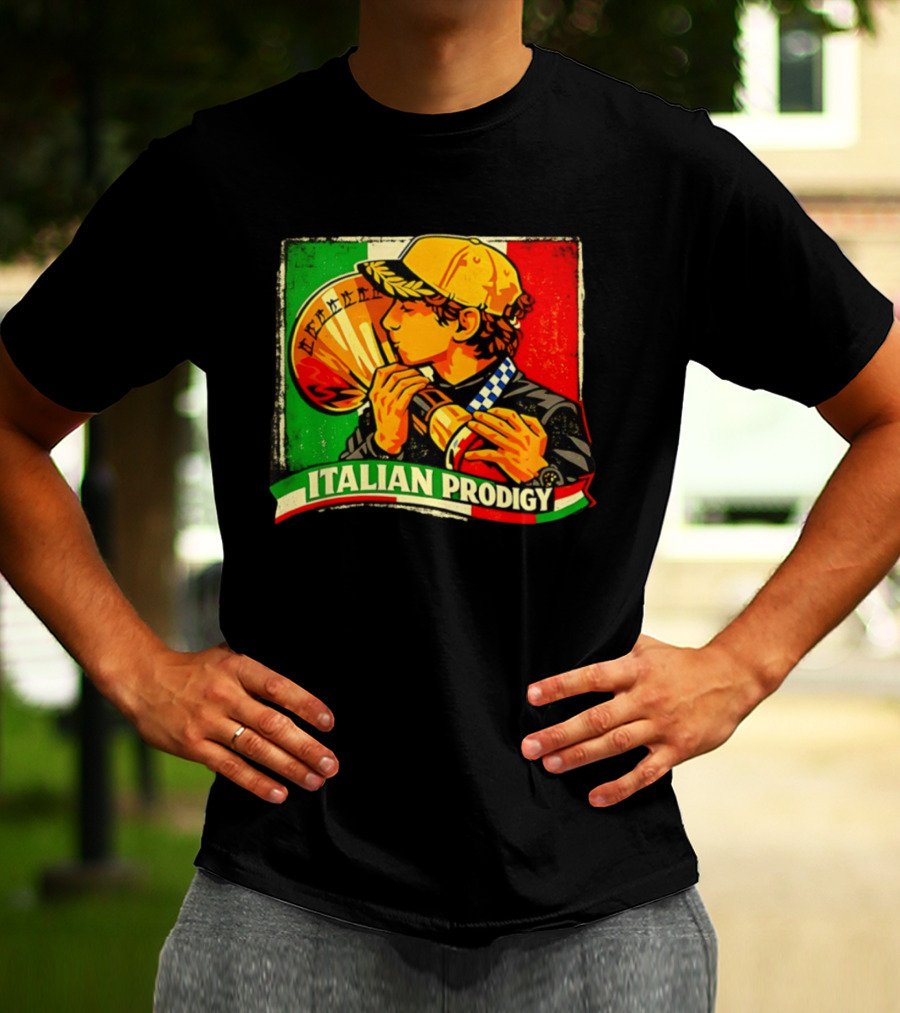 Italy Player Kissing Trophy Italian Prodigy Flag T-Shirt