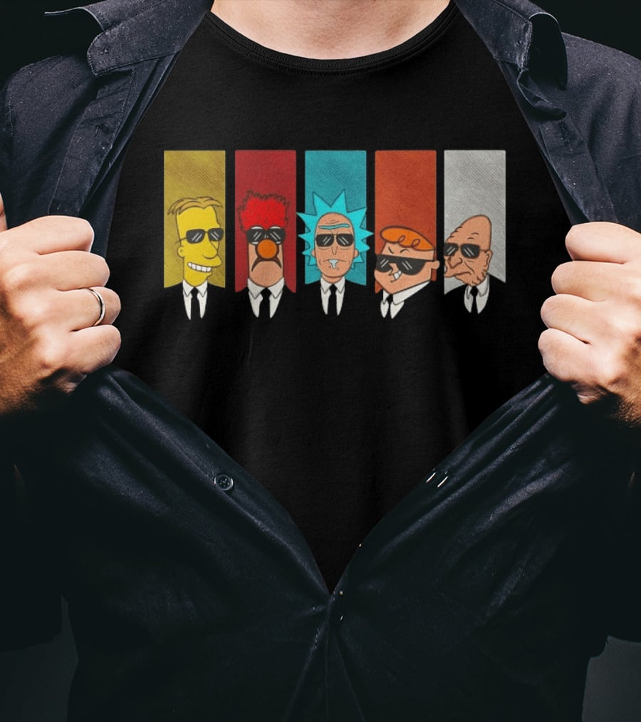 Professor Frink Beaker Rick Sanchez Dexter And Professor Hubert Farnsworth X Reservoir Dogs Reservoir Scientists T-Shirt