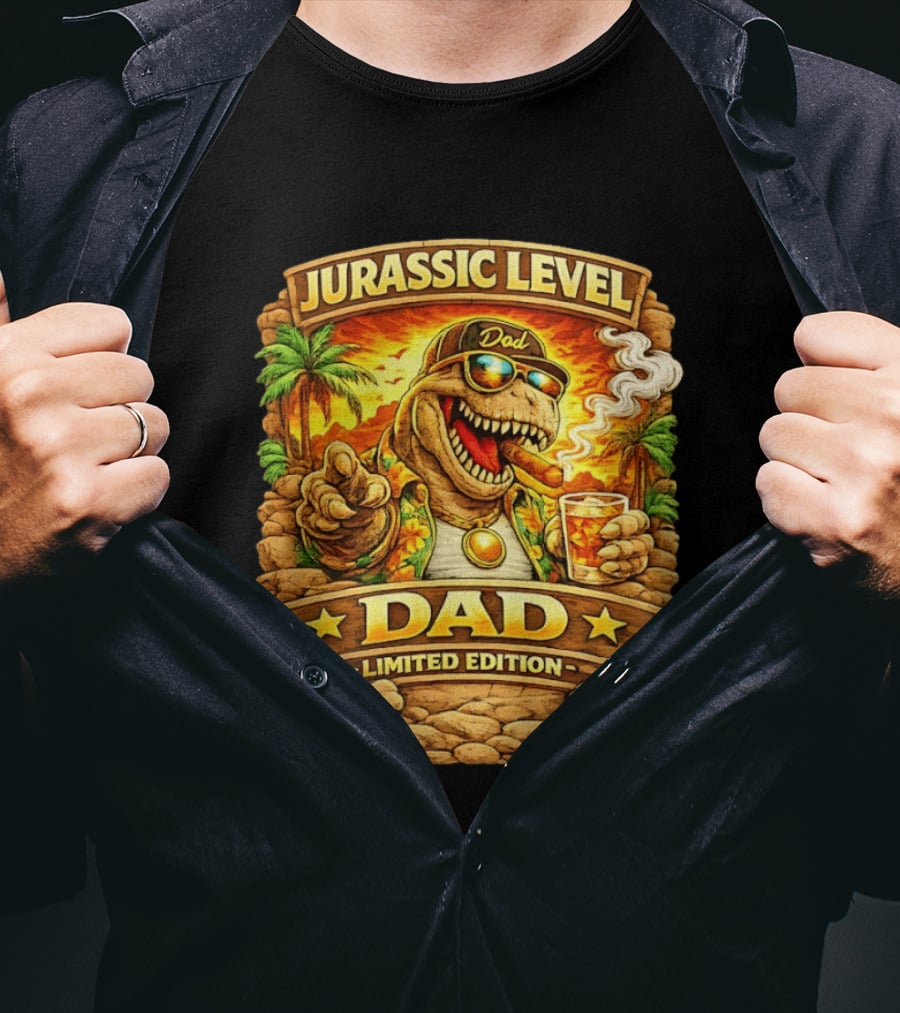 Jurassic Level Dad Dinosaurs Sunglasses Cigar Limited Edition T-Shirt