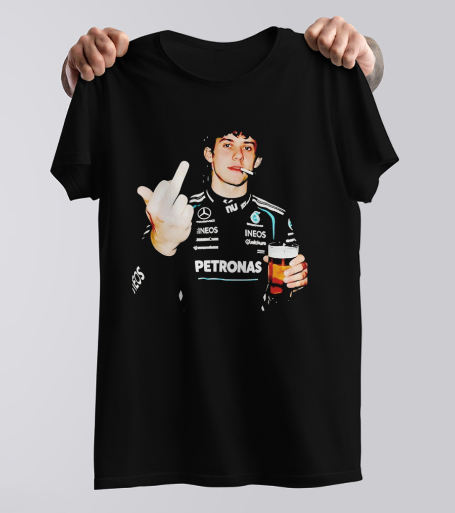 Kimi Antonelli F1 Petronas Mercedes Smoking Beer Middle Finger T-Shirt