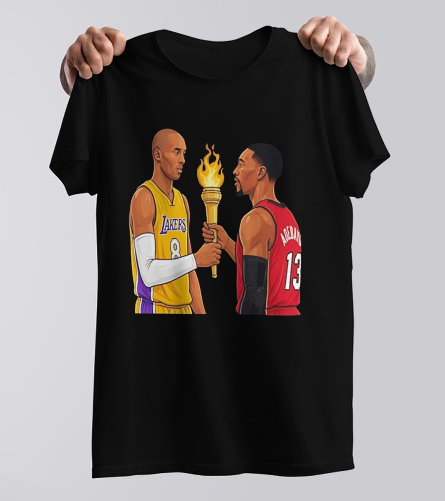 Kobe Lakers Number 8 Passing Torch To Adebayo Number 13 Basketball Moment T-Shirt