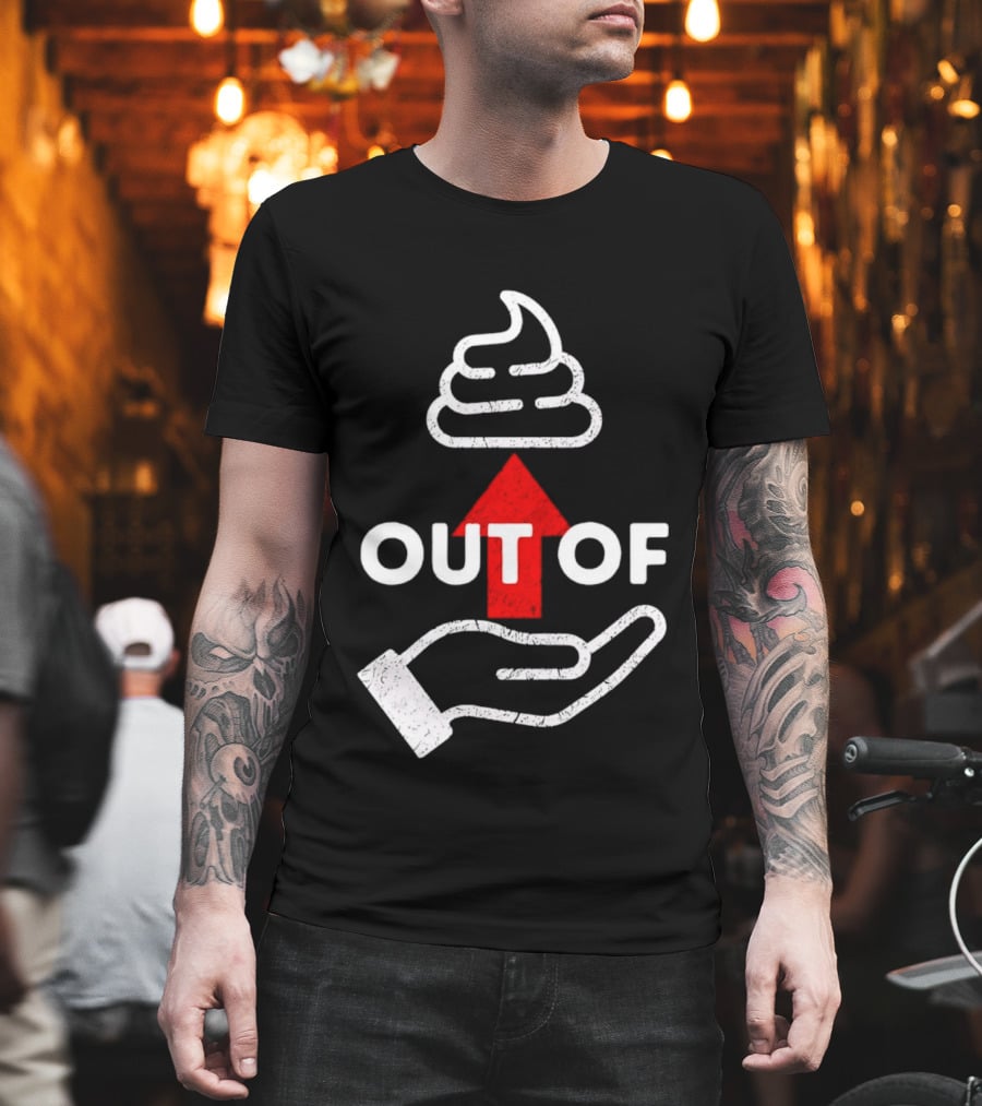 Poop Emoji Hand Gesture Out Of Luck Up Arrow T-Shirt