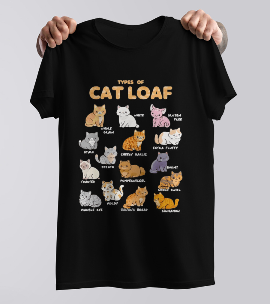 Types Of Cat Loaf Illustrated Cute Feline Varieties T-Shirt