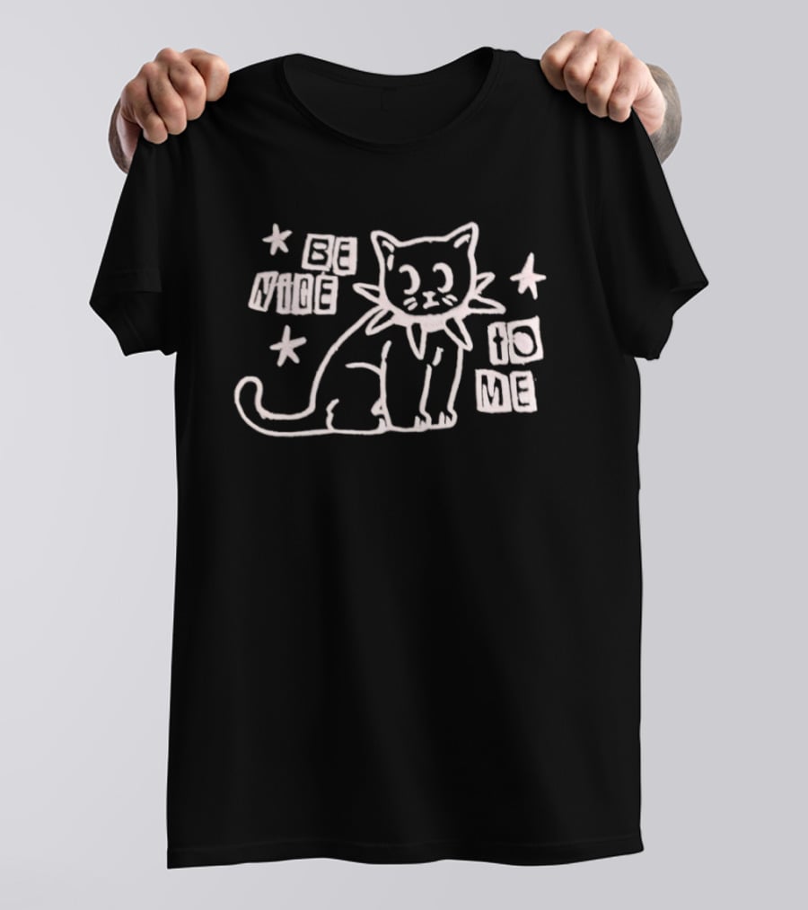 Be Nice To Me Cat Drawing With Stars T-Shirt
