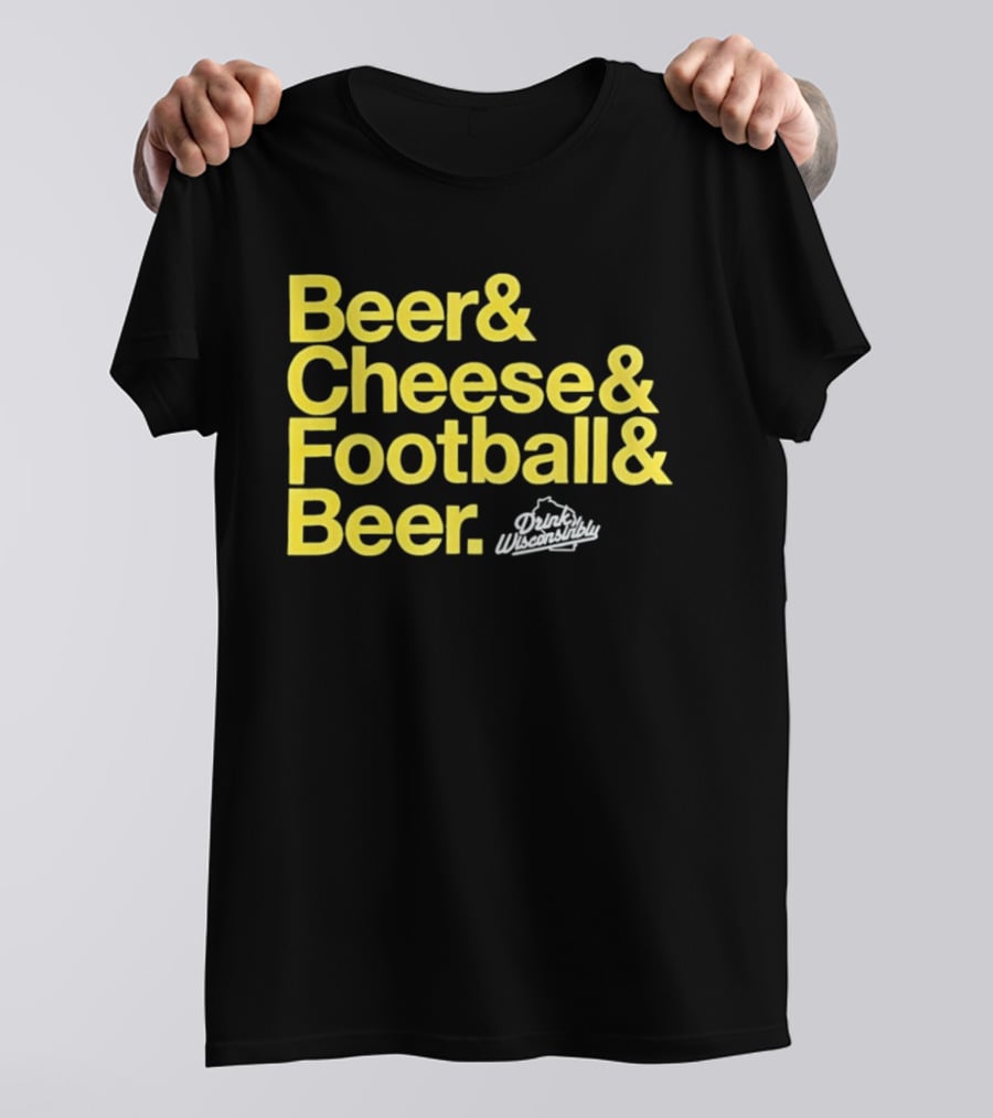 Beer Cheese Football Beer Drink Wisconsibly Packers Fans Game Day T-Shirt