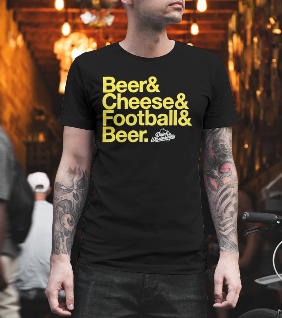 Beer Cheese Football Beer Drink Wisconsibly Packers Fans Game Day T-Shirt