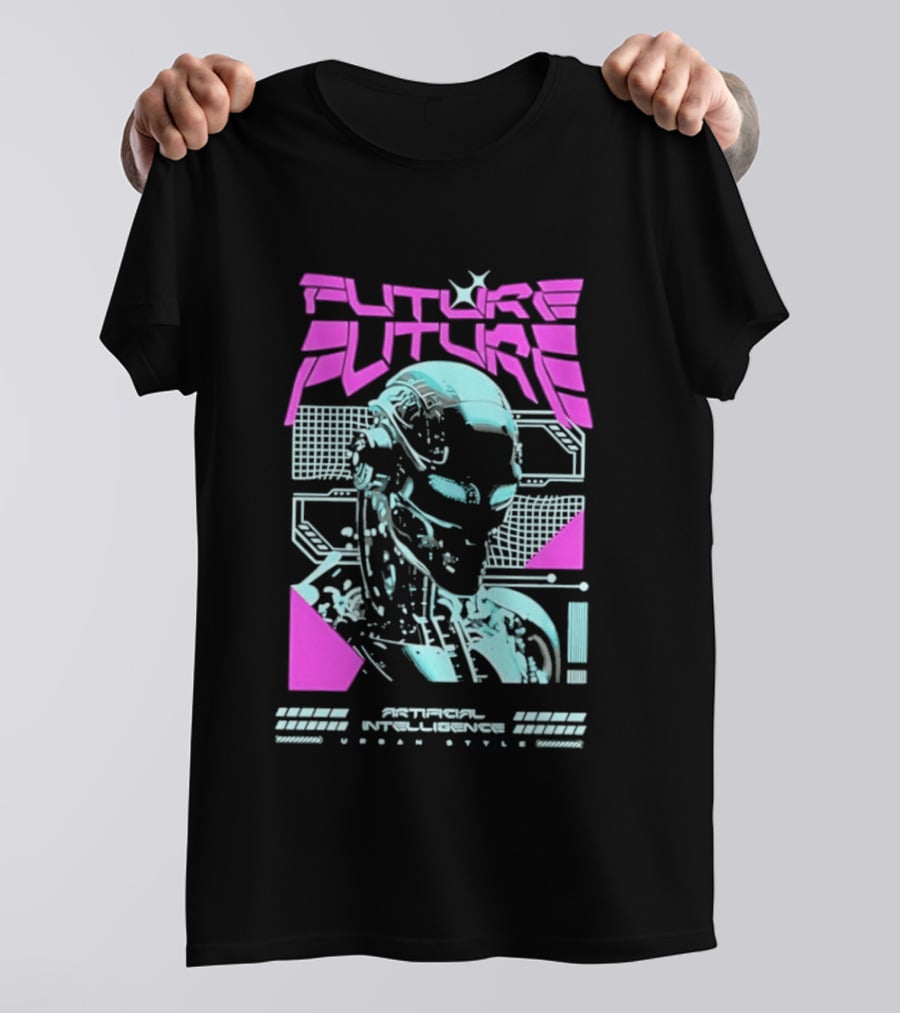 FUTURE FUTURE Cybernetic Robot Head Artificial Intelligence Urban Sci Fi World Cyborg T-Shirt