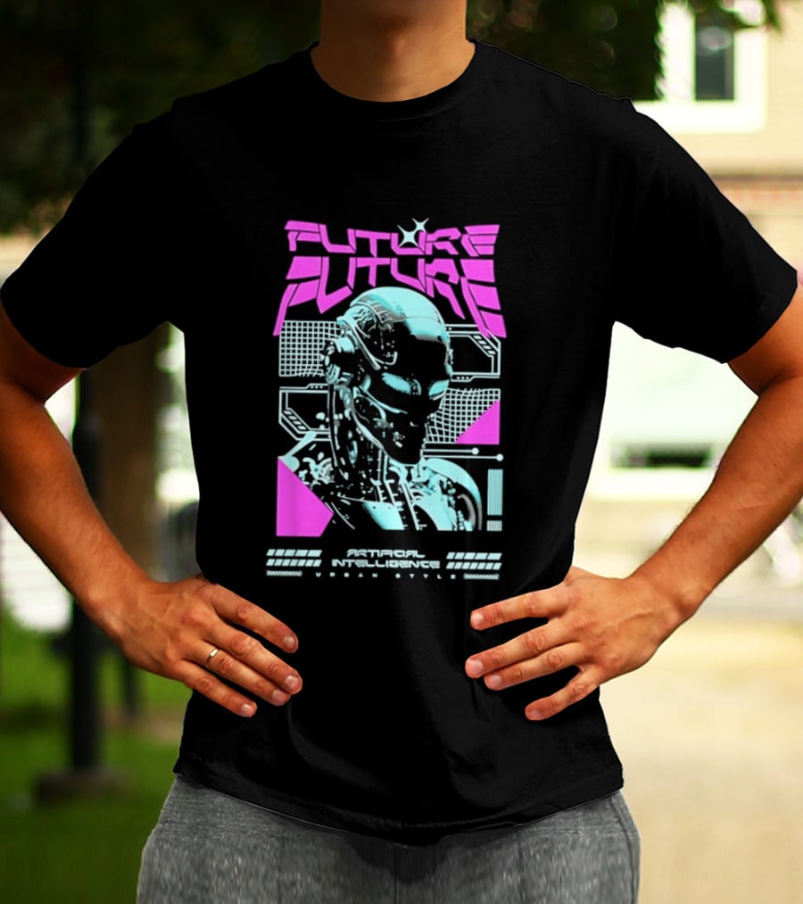 FUTURE FUTURE Cybernetic Robot Head Artificial Intelligence Urban Sci Fi World Cyborg T-Shirt