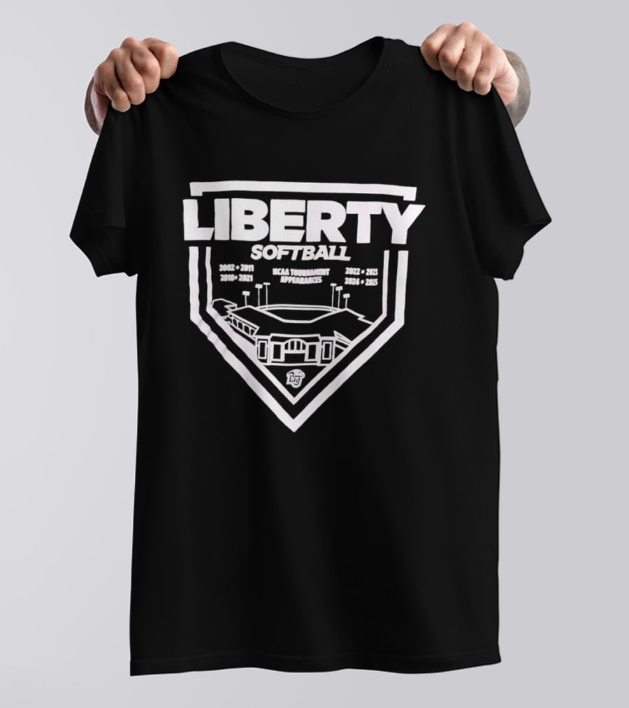 Liberty Softball 2005 2023 Stadium Illustration Tournament Dates T-Shirt