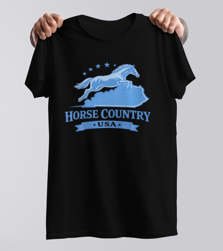 Horse Country USA Blue Horse Kentucky Stars T-Shirt