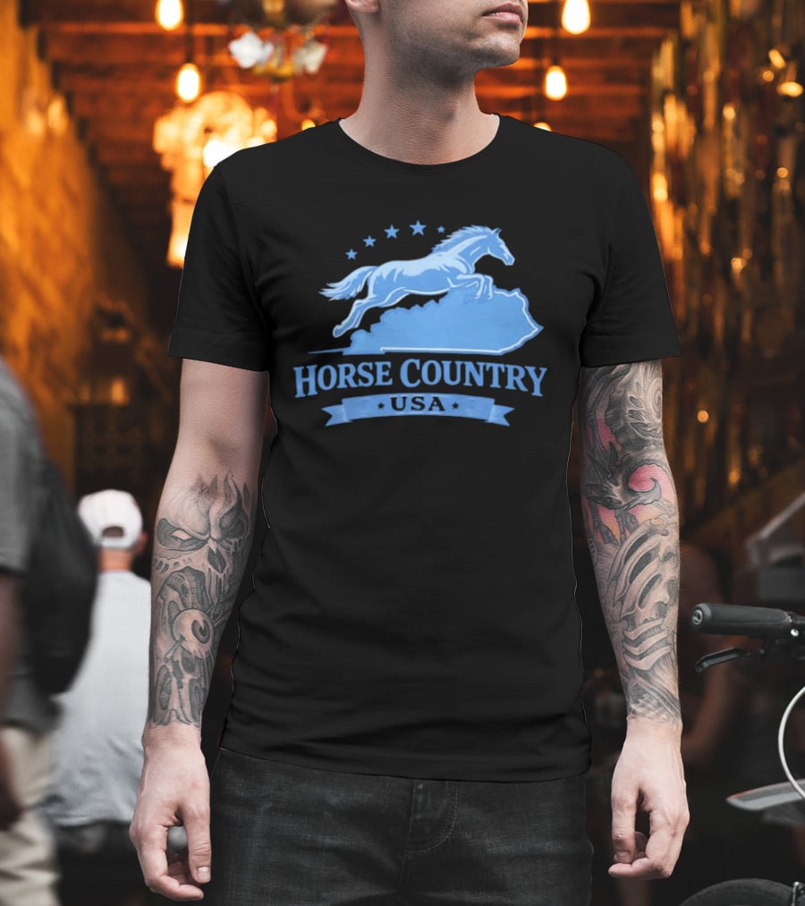 Horse Country USA Blue Horse Kentucky Stars T-Shirt