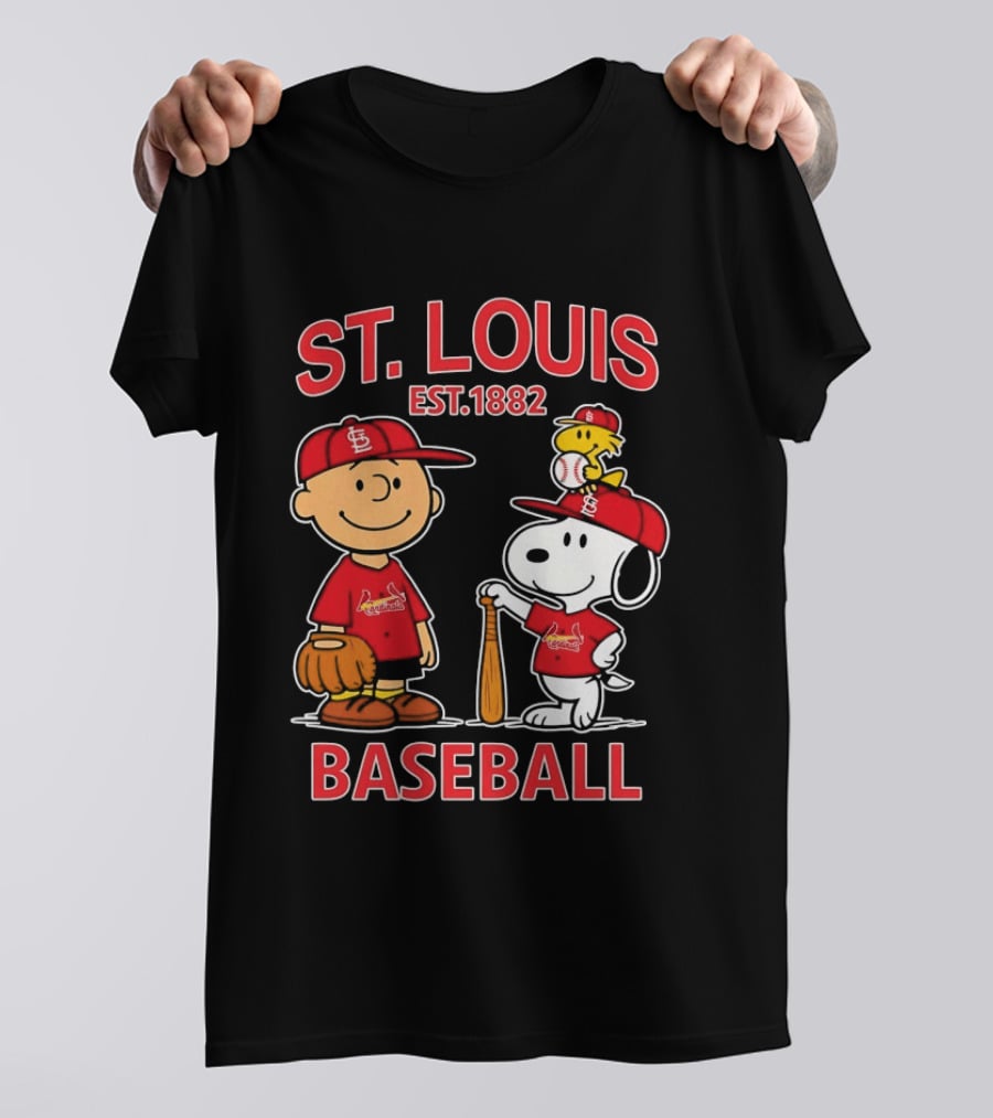 Charlie Brown Snoopy Woodstock St Louis Cardinals Baseball Est 1882 T-Shirt
