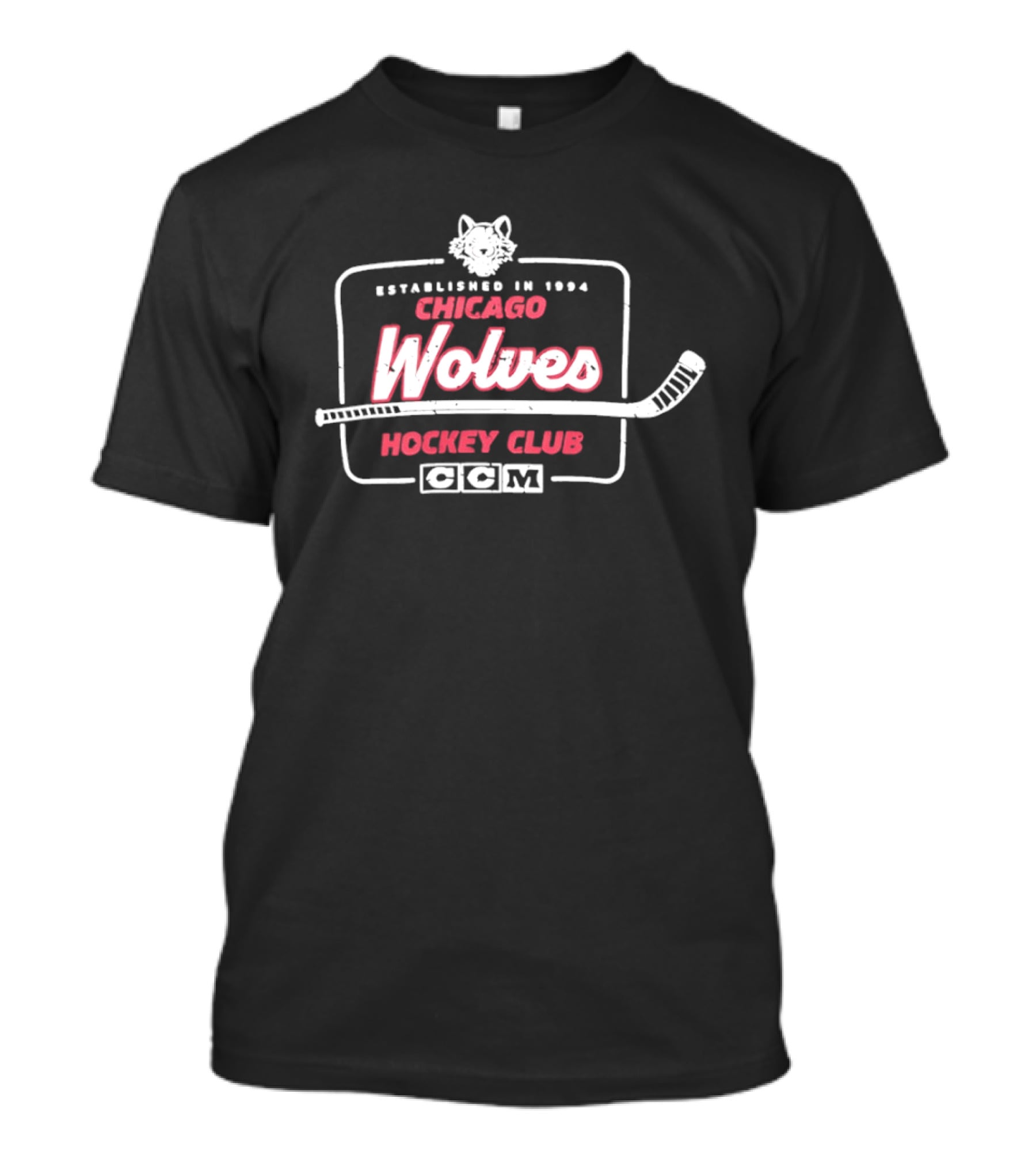 Chicago Wolves Established 1994 Hockey Club Retro Logo With Wolf And Hockey Stick T-Shirt