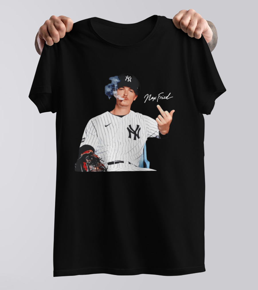Max Fried New York Yankees Middle Finger Gesture Smoking 2026 T-Shirt