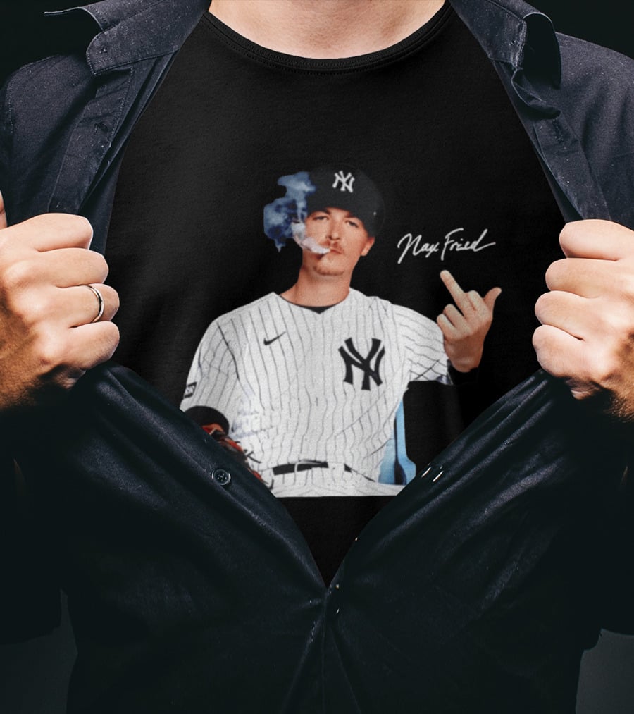 Max Fried New York Yankees Middle Finger Gesture Smoking 2026 T-Shirt