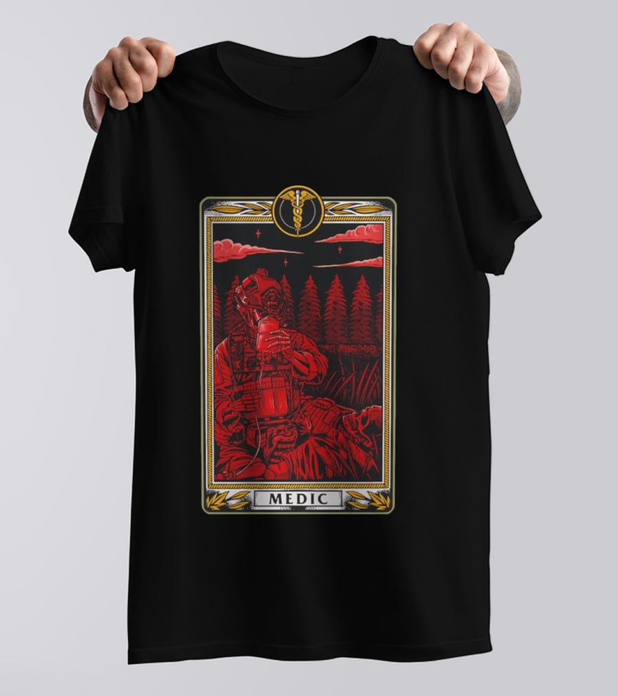 Medic Skeleton Soldier Tactical Card T-Shirt