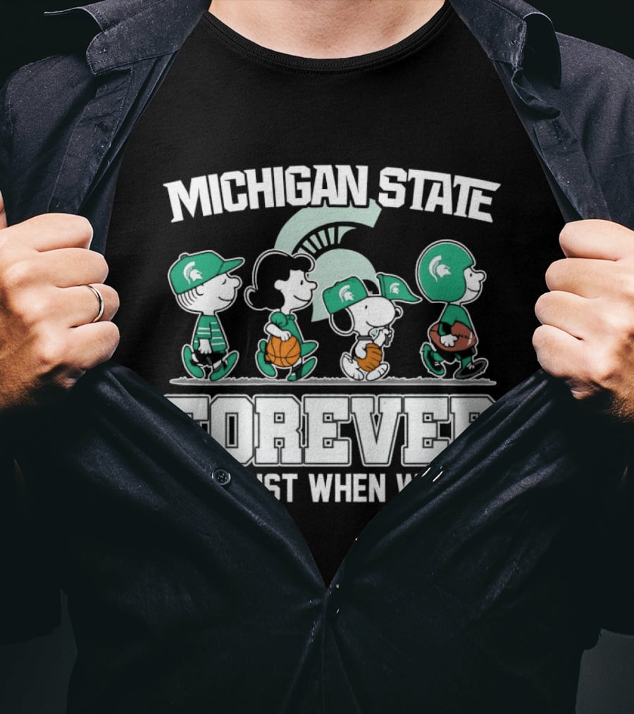 Michigan State Spartans Peanuts Abbey Road Forever Not Just When We Win T-Shirt