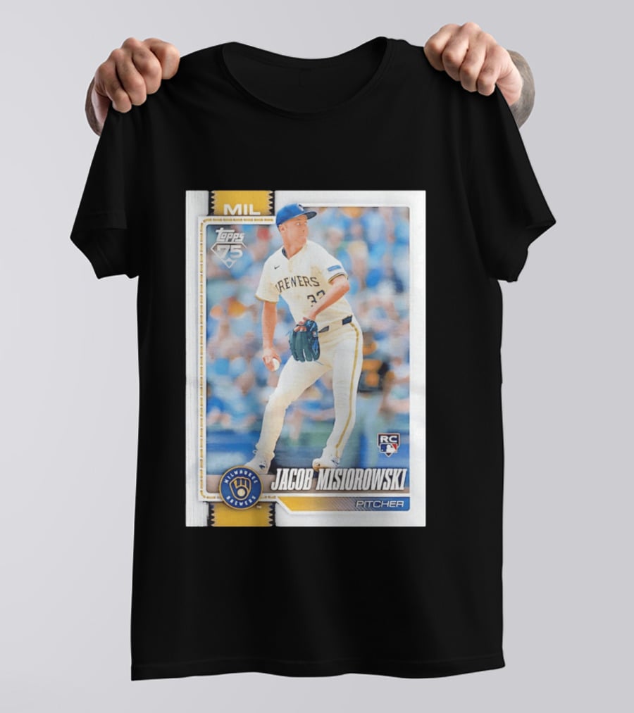 Topps 75 Milwaukee Brewers Jacob Misiorowski Rookie Card Pitcher T-Shirt